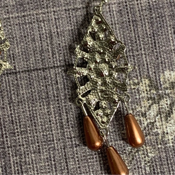 Costume Jewelry Pearl and Crystal Drop Boho Dress Earrings - Picture 5 of 11